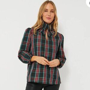 Tuckernuck Green Red Tartan Plaid Ruffle Collar Bouvier Blouse $168 Size 3XL